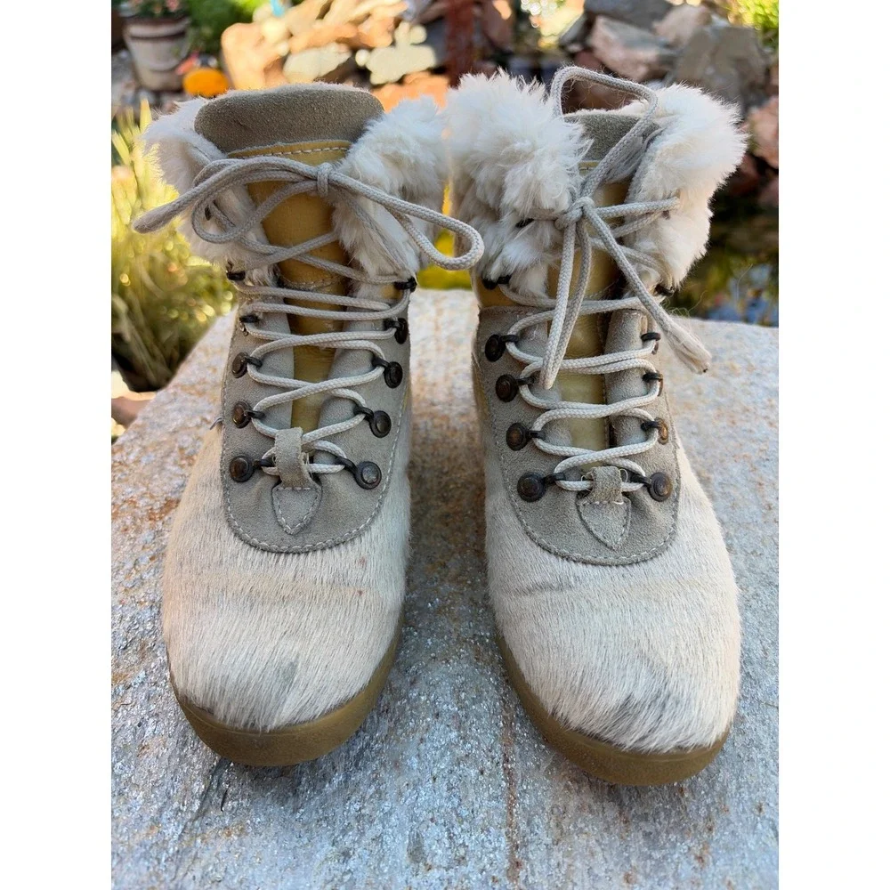Tecnica Vintage Goat Fur bottoms Faux Fur uppers Boots Made in Italy 36 5